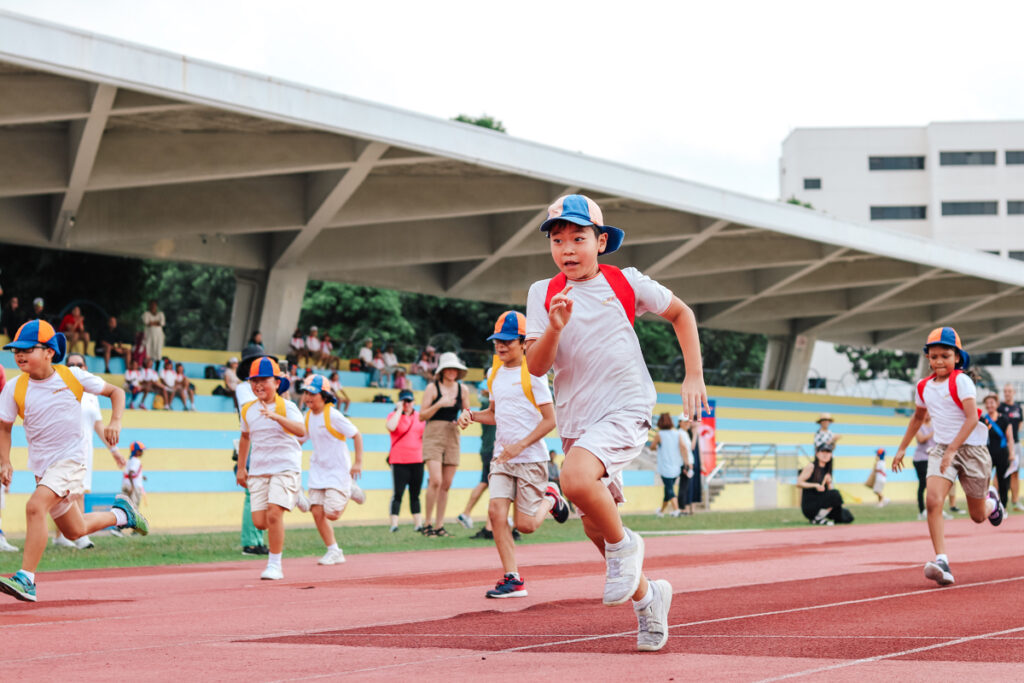Students competing on the track