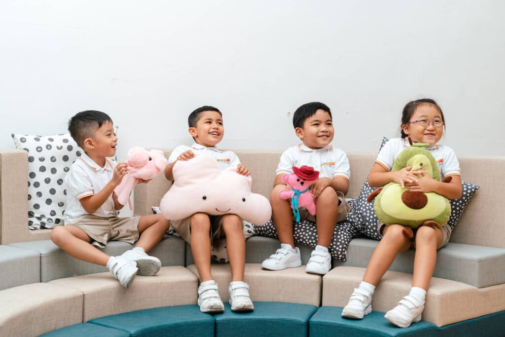 Happy children learning